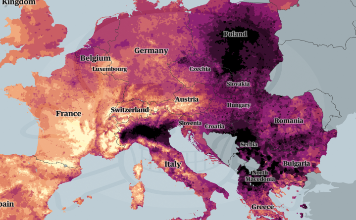 mapa zagađenja Evropa