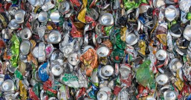 smashed cans in close up shot