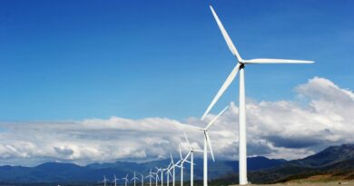 white wind turbines on gray sand near body of water