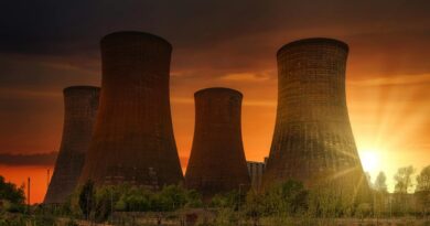 huge cooling towers in nuclear power plant