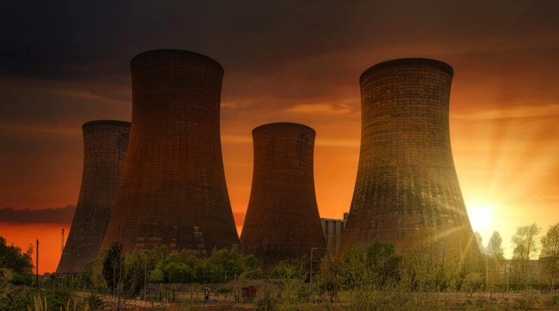 huge cooling towers in nuclear power plant