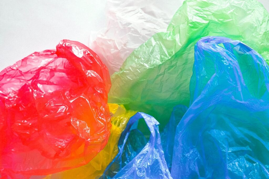 plastic bags on the floor