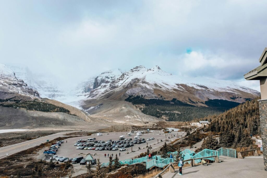 view of a parking lot in mountains