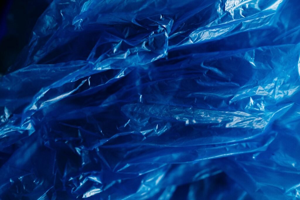 close up of blue plastic