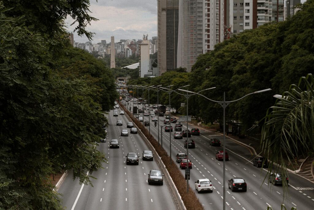 busy highway in sao paulo cityscape