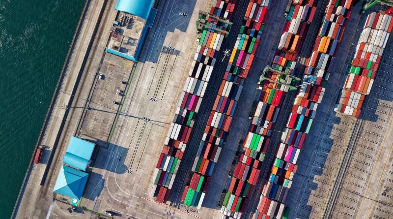 aerial view photography of container van lot