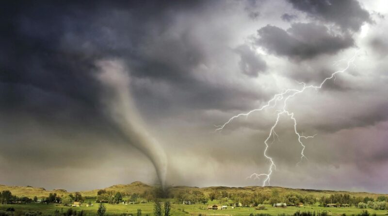 lightning and tornado hitting village