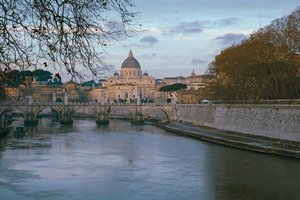 st peter s basilica across the tiber river