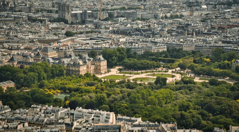 aerial view of luxembourg gardens in paris