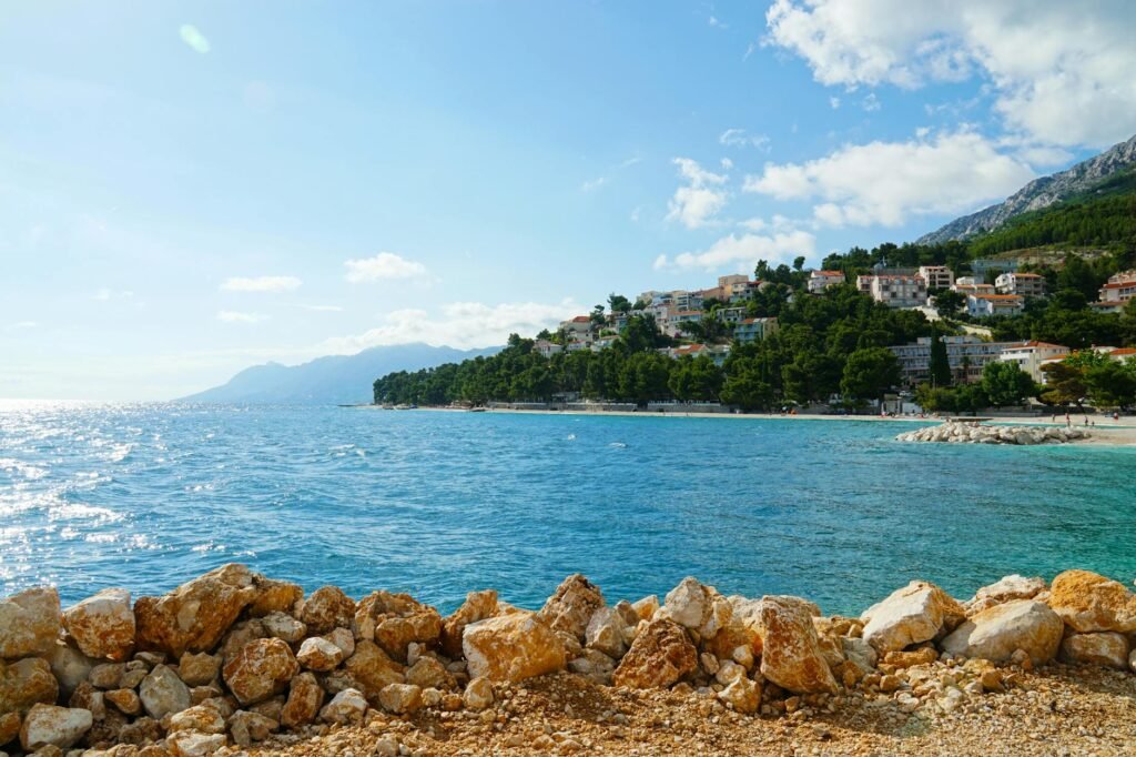 village near seashore