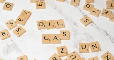 scrabble letters spelling out oil and gas