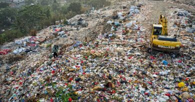 drone shot of landfill