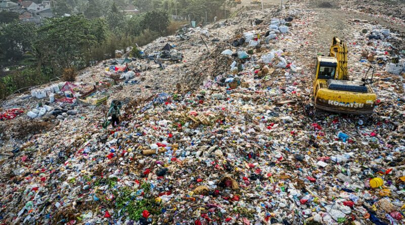drone shot of landfill