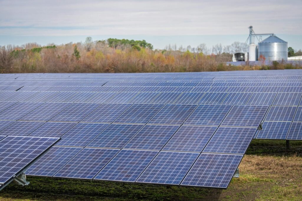solar panels on a field