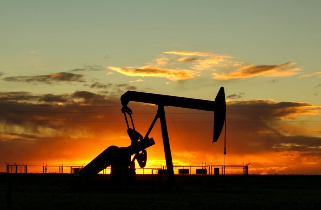 oil well at sunset