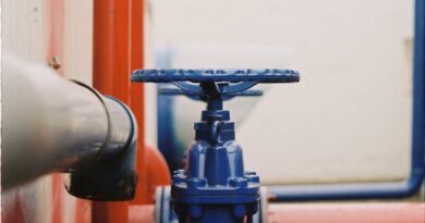a blue metal gate valve