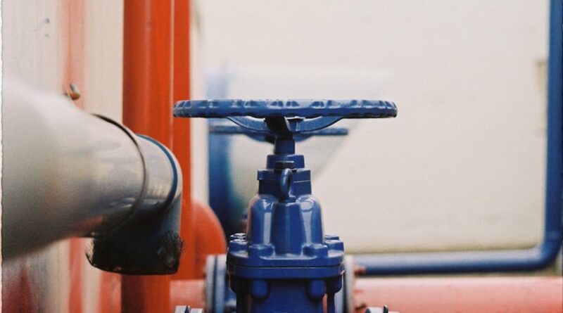 a blue metal gate valve