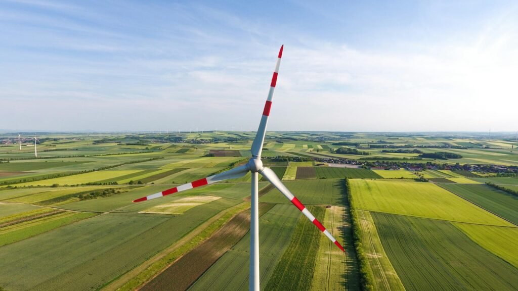 aerial photography of a wind turbine