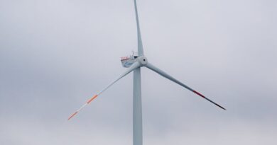 offshore wind turbine on a cloudy day