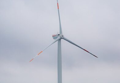 offshore wind turbine on a cloudy day