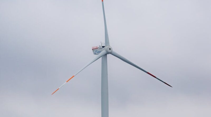 offshore wind turbine on a cloudy day