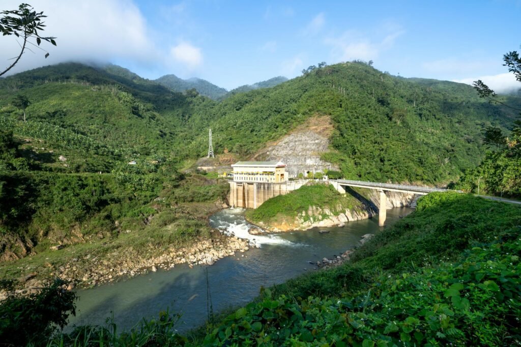 water power plant for producing electricity on river