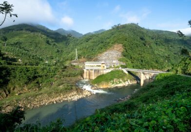 water power plant for producing electricity on river