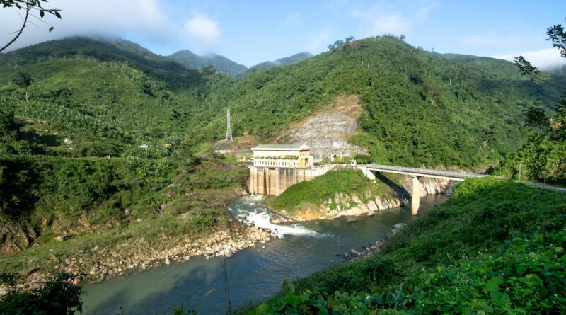 water power plant for producing electricity on river