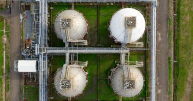 drone shot of an industrial building