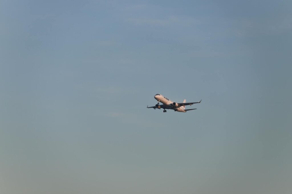photo of an airbus in the sky