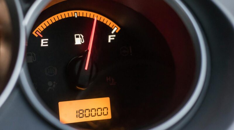 a fuel guage in close up shot