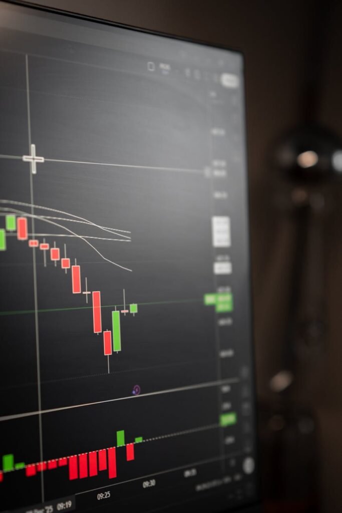 close up of stock market graph on monitor