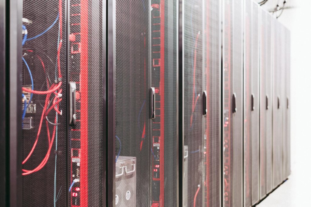 server racks on data center