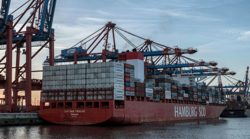 ship with containers in harbor