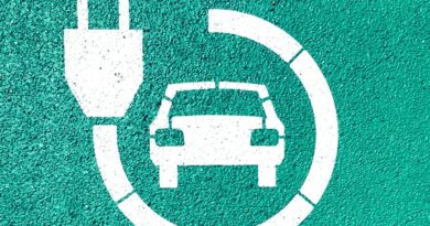 an electric car icon on a green wall